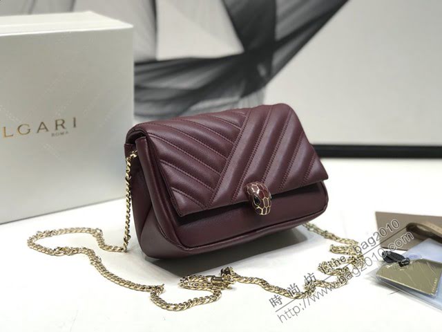 Bvlgari女包 寶格麗迷你號新品 幾何形狀鏈條斜挎包 Serpenti Cabocho Mini蛇頭包 B288760  fyd1523